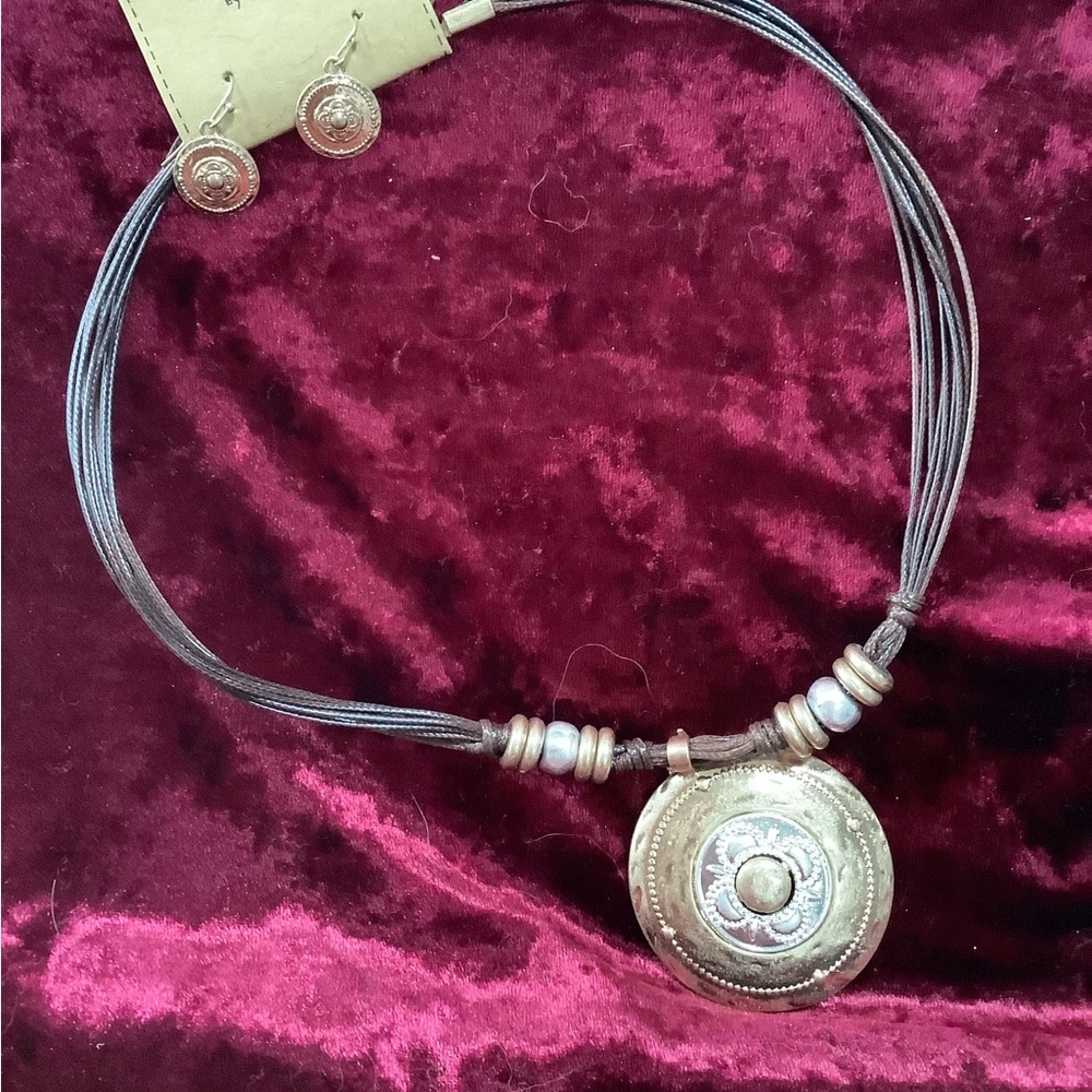 Mixed Metal Necklace and Earring Set